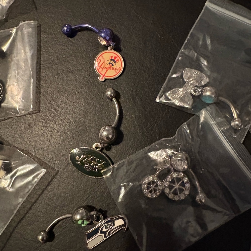 Assorted Belly Button Rings With Gem Accents 16 P… - image 3